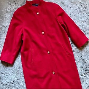 Vintage London Fog Pure Virgin Wool Floor Length Red Maxi Coat Jacket Size 12